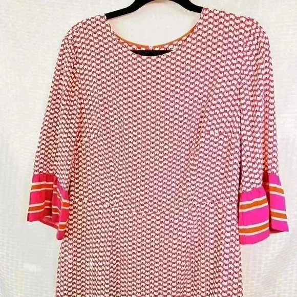 Boden Size 8 Pink and White Flutter Sleeve Dress - Picture 2 of 13